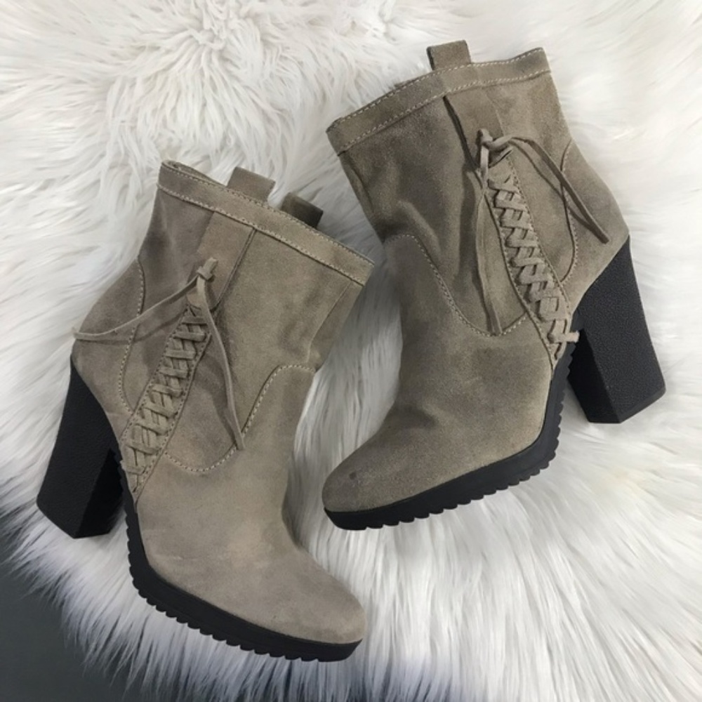 Nine West Leather Taupe Ankle Booties, Size 8.5